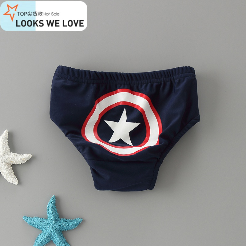 七色王国儿童泳裤男童卡通男孩三角游泳裤可爱婴儿宝宝游泳衣英雄造型