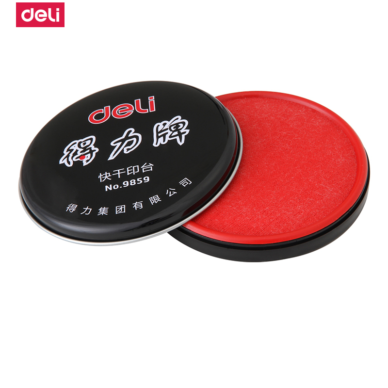 得力deli9859快干印台速干印章油墨红色印泥印油红色财会用品办公文具89mm-油性颜料系加9874 5个装
