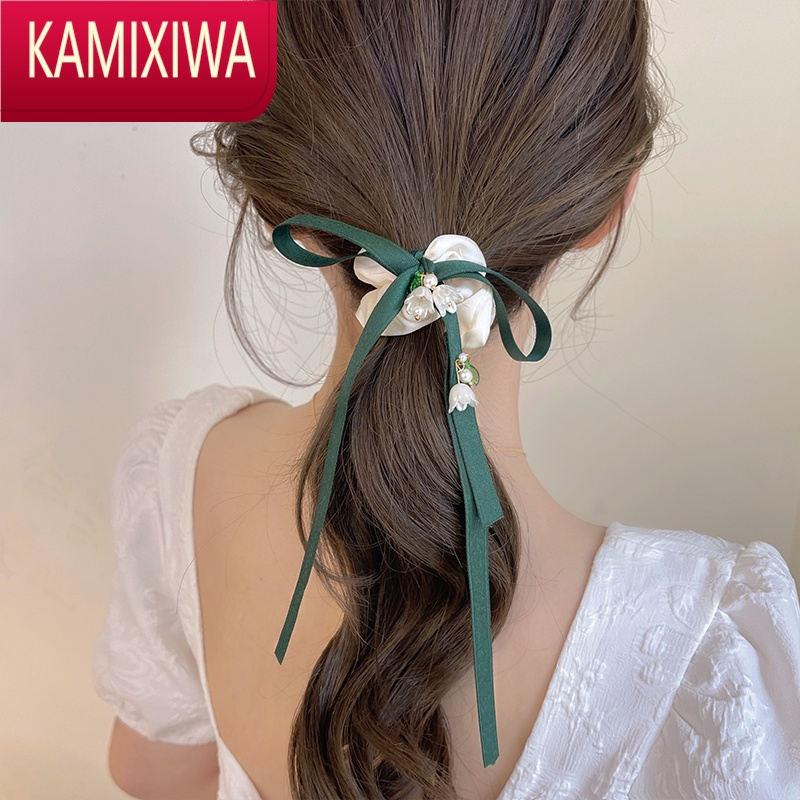 KAMIXIWA超仙森系大肠发圈飘带头绳2022年新款网红优雅ins皮筋女扎头皮套头饰