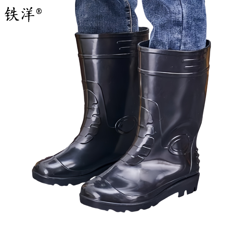 铁洋 黑色中筒防水雨鞋 TY-YX003 双高清大图
