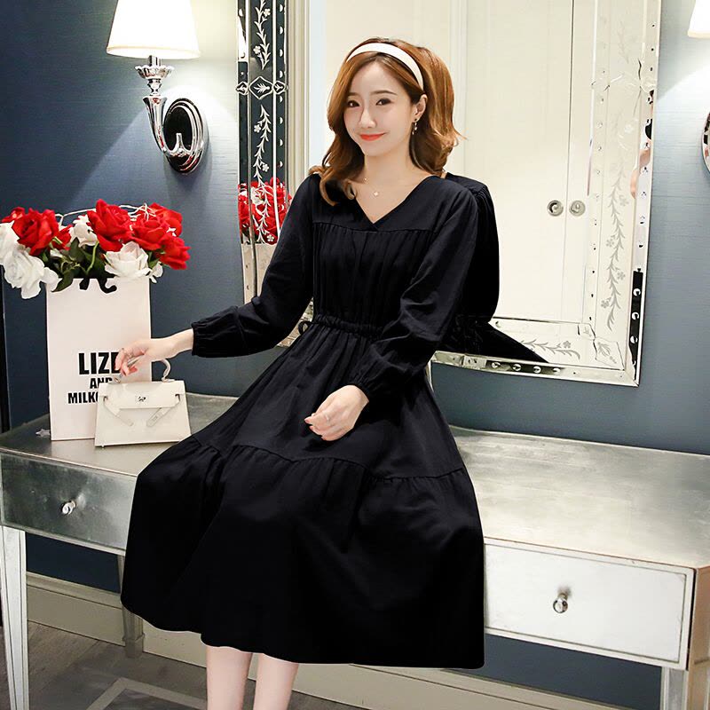 迪鲁奥(DILUAO)孕妇裙2021时尚长袖连衣裙中长款外出女辣妈A字裙孕妇裙图片