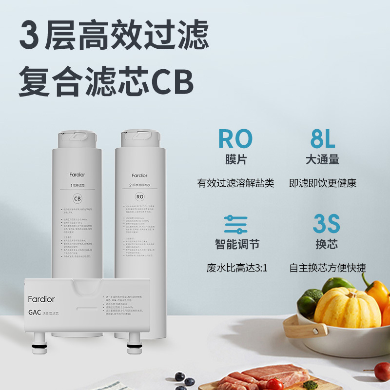 法迪欧(Fardior)净水器R75FJ01净水机 三个月组合装 复合滤芯CB*1+R75FJ01滤芯GAC*1