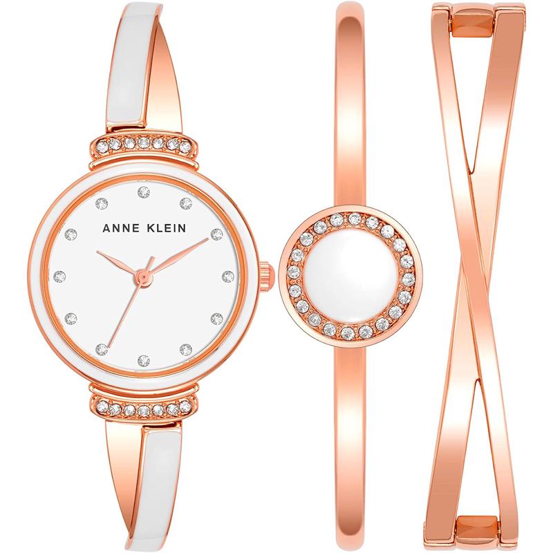 Anne Klein手表女秒针石英圆形表盘26毫米100米防水商务休闲女表