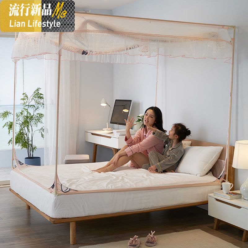 床笠款蚊帐回底坐床式防摔儿童1.8m家用1.5m方顶1.2米蒙古包2米床 三维工匠图片