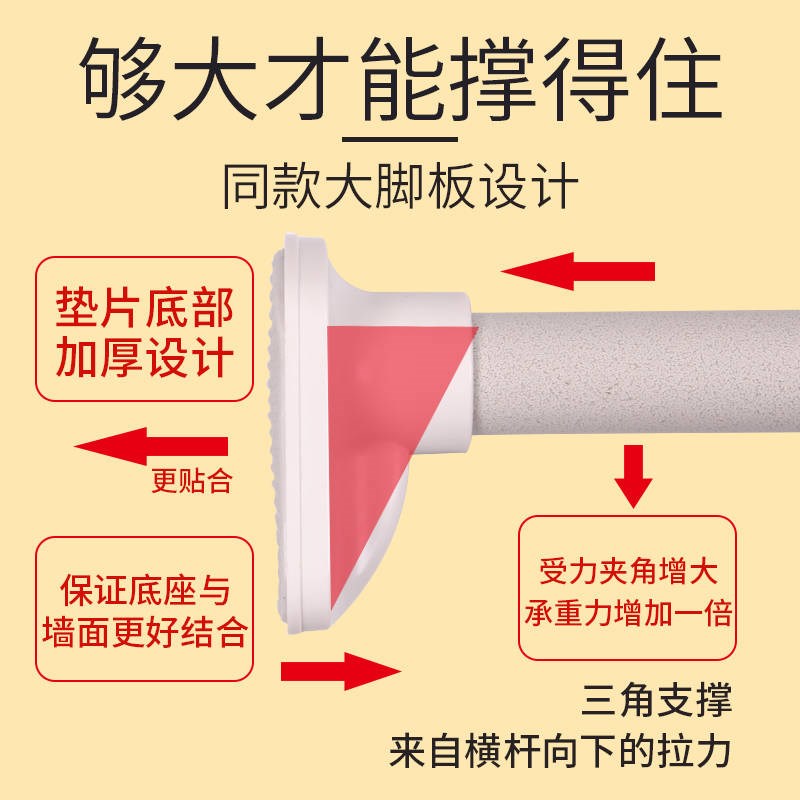 简约0.5-3-4.5米长免打孔伸缩杆无钉单顶装衣柜挂衣加洗澡浴帘马 三维工匠 2.1-2.6米直径25mm浴杆高清大图
