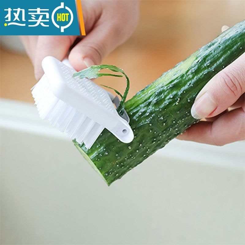 敬平长柄果蔬清洁刷厨房水果多功能清洗蔬菜器带削皮刀刨刮皮器 深蓝色1个装刷子图片