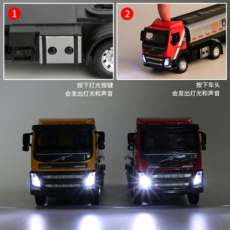 仿真合金油罐车石油运输车玩具儿童玩具模型车汽车男孩工程车模型 红色高清大图