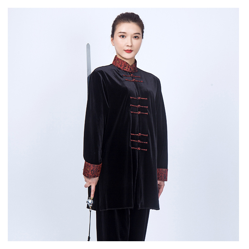 服女装2021新款金丝绒拳练功服装男春秋冬加厚保暖