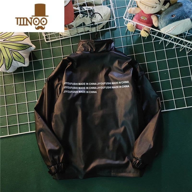 YANXU新款立领机车皮衣外套男韩版潮流青少年复古痞帅pu皮夹克外穿图片