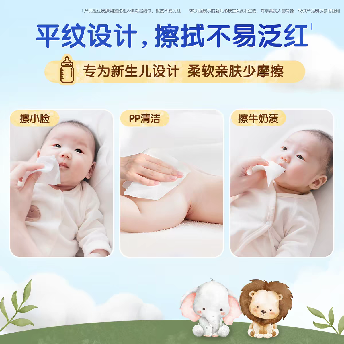 维达棉柔巾婴儿专用加厚柔软亲肤无荧光剂干湿两用清洁巾高清大图