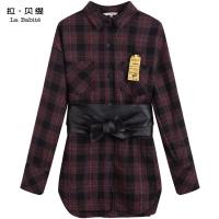 拉夏贝尔 拉贝缇冬季格子衬衫女新款韩版宽松百搭小清新上衣女60006019