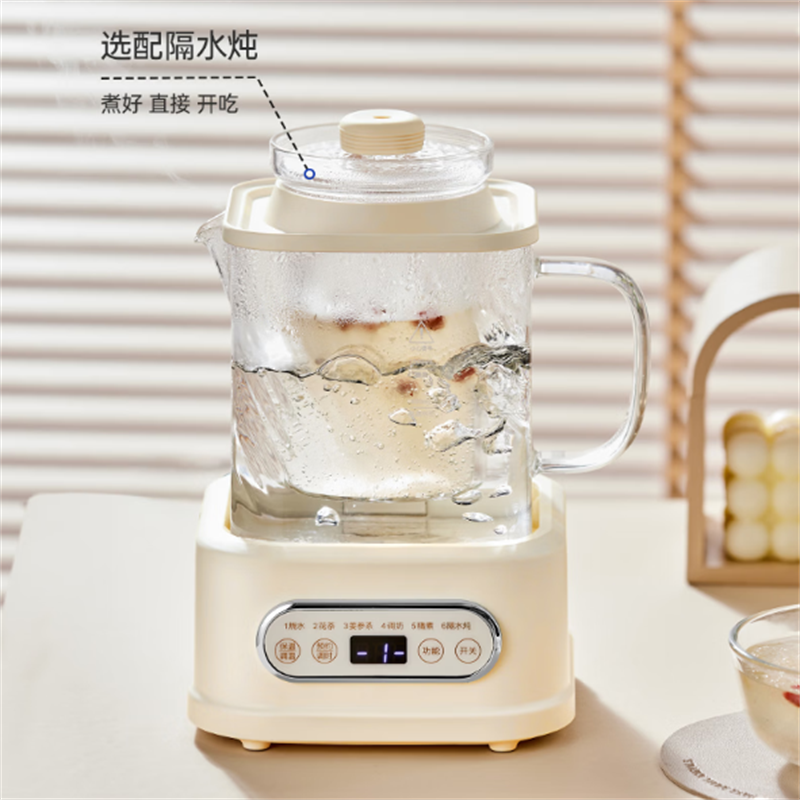 巴森小方炖全玻璃养生壶BS-D1PLUS-标配 米色(个)高清大图