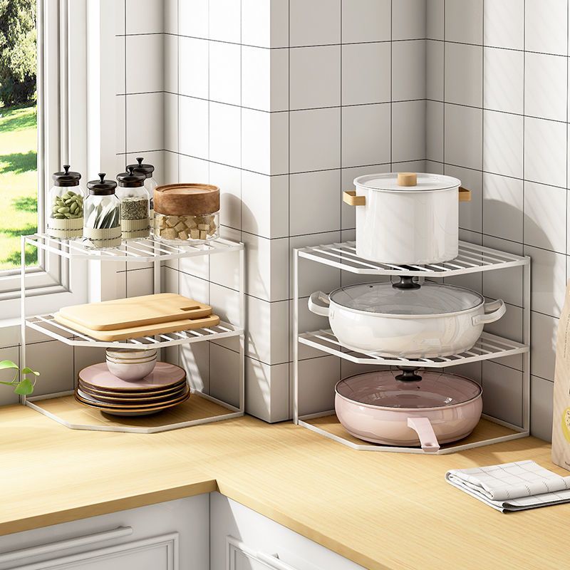 增高款收纳架锅架厨房家用多层放锅架子置物架转角锅具收纳神器台面