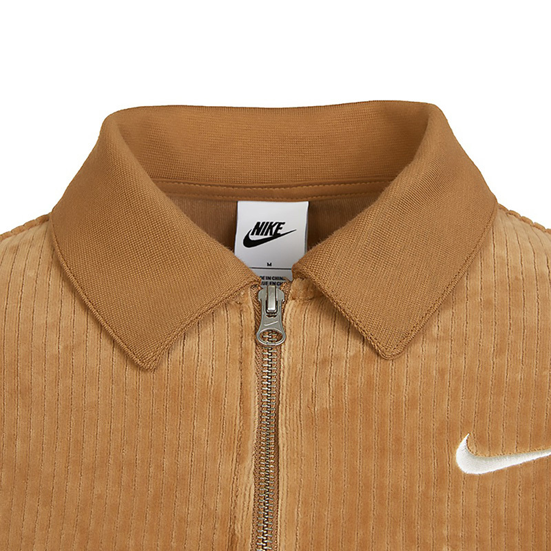 nike耐克长袖polo衫女秋季新款灯芯绒翻领短款露脐t恤dq5939-258