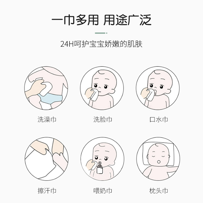 俩个宝宝婴儿口水巾棉毛巾洗脸手帕小方巾纱纱布儿手绢巾夏季薄款超软宝宝