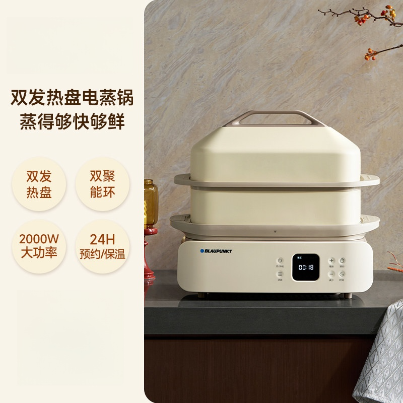 蓝宝(BLAUPUNKT)双聚能速蒸电蒸锅BP-ZG13 白色高清大图