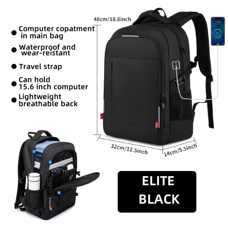 EZUOLA高端书包2023新款商务休闲男女背包多功能分区设计轻便耐磨高清大图