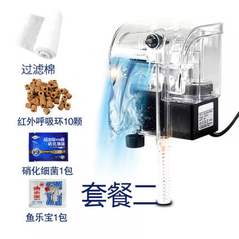 小型鱼缸壁挂瀑布过滤器 水妖精增氧泵水族箱外置水泵过滤高清大图