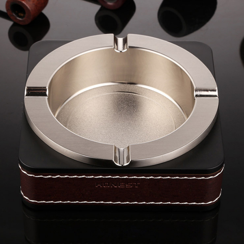 百诚正品 方形皮革复古创意老板烟灰缸 居家酒店办公桌个性烟灰缸