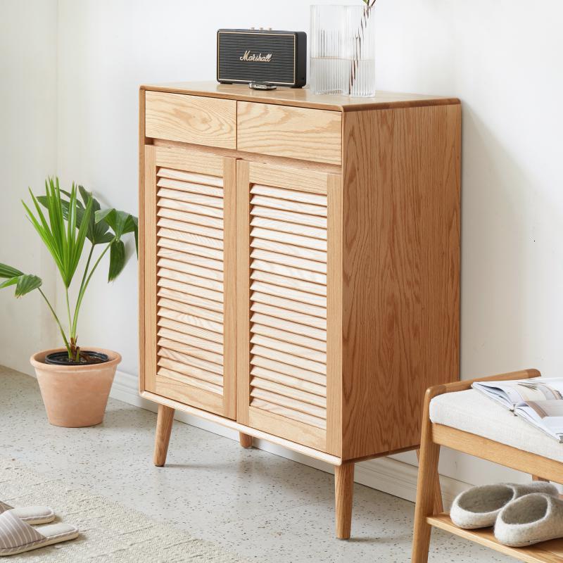 森美人全实木百叶鞋柜家用口大容量玄关柜现代简约进收纳厅柜高清大图