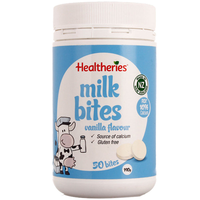 [香草奶味]贺寿利(Healtheries)牛奶片香草味 50片/瓶 休闲零食 进口乳片 糖果 新西兰进口