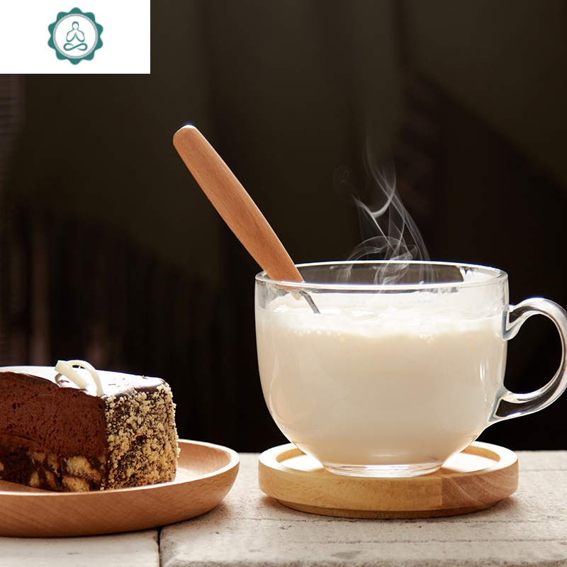 钢化大容量早餐杯子牛奶燕麦片杯加厚带把透明玻璃杯咖啡杯家用a封后