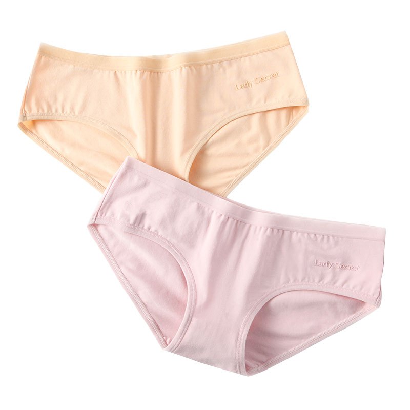 浪莎内裤女纯棉中腰三条装女士三角裤全棉透气女生少女无痕裤头