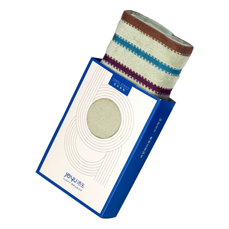 洁玉 素色多臂纯棉毛巾单条装盒装 TG-1331A 绿色