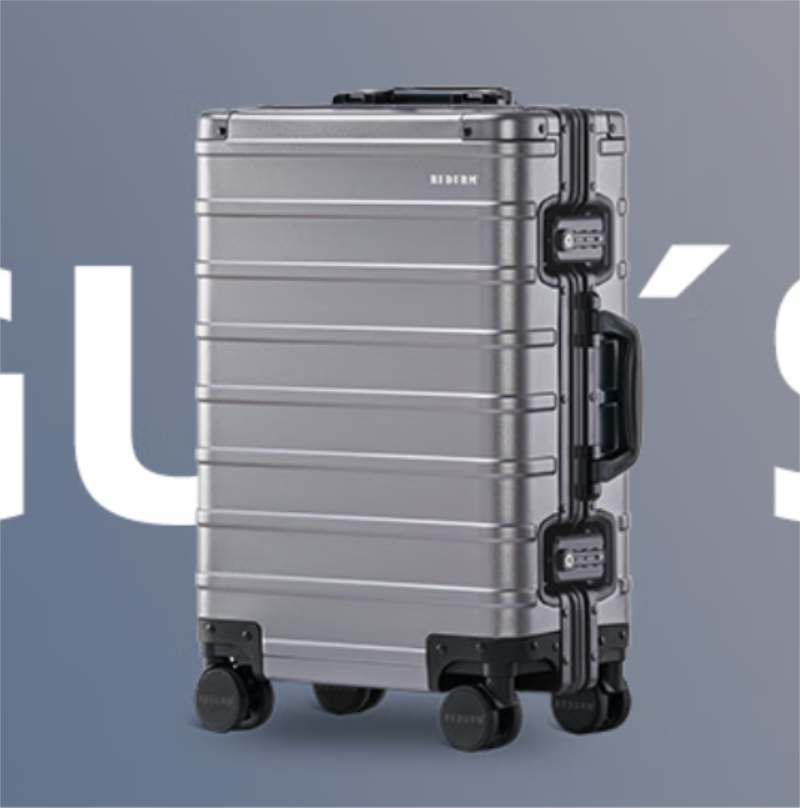 瑞德姆(REDURM)行李箱旅行箱全铝镁合金男女拉杆箱小型密码箱万向轮登机箱 钢枪色 -时尚款精致细腻氧化磨砂 20英寸