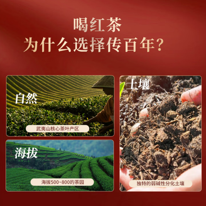 传百年茶叶 正山小种茶 武夷山红茶 精美礼盒装 135克/盒(5g*27泡)高清大图