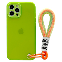 ASPOR荧光绿挂绳款手机保护壳iPhone12/11/promax/7P/8P/xr/x/xs荧光色挂绳精孔全包夏日必