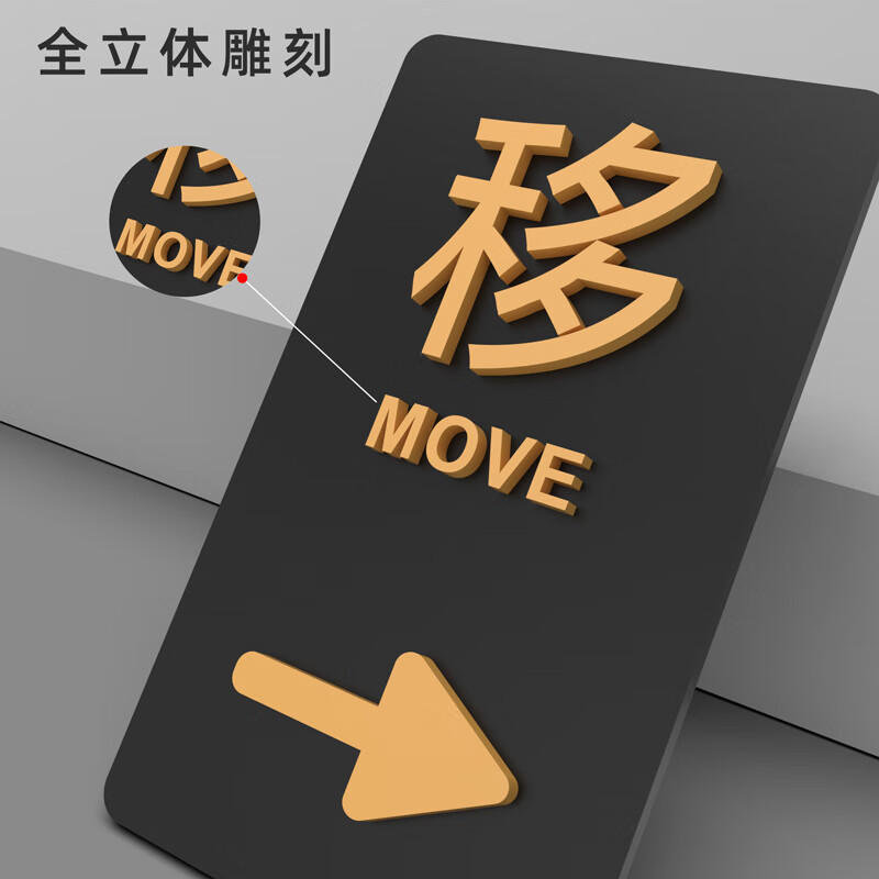 维诺亚立体亚克力向左向右移动玻璃门贴商场房间推拉温馨提示标识指示牌高清大图