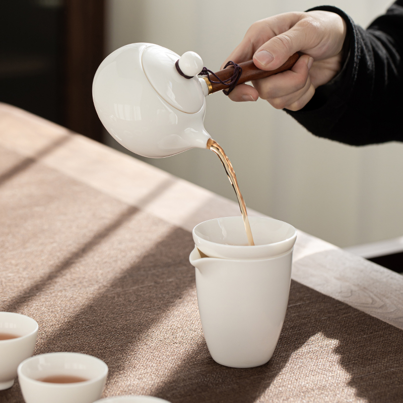 苏氏陶瓷(SUSHI CERAMICS)羊脂玉手柄功夫茶具套装德化中国白茶具礼盒