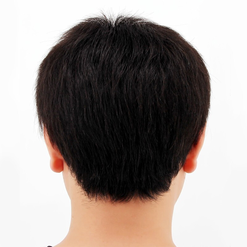 发飞扬 假发男短发帅气蓬松中老年男士假发全真人发丝平头寸头真发假发头套