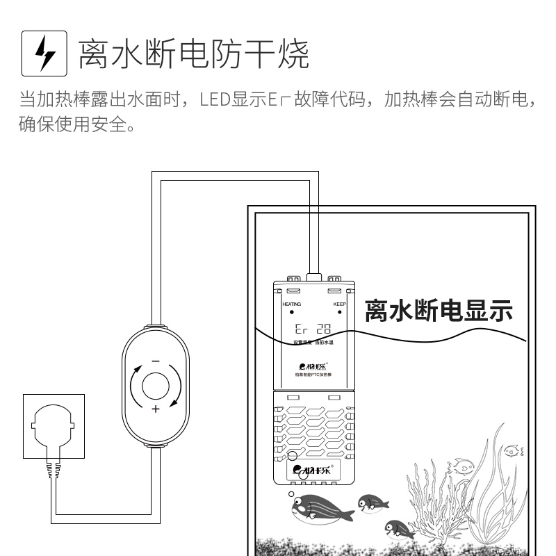 鱼缸加热棒防爆恒温自动热带鱼水族箱加温棒ptc电热棒器省电变频高清大图