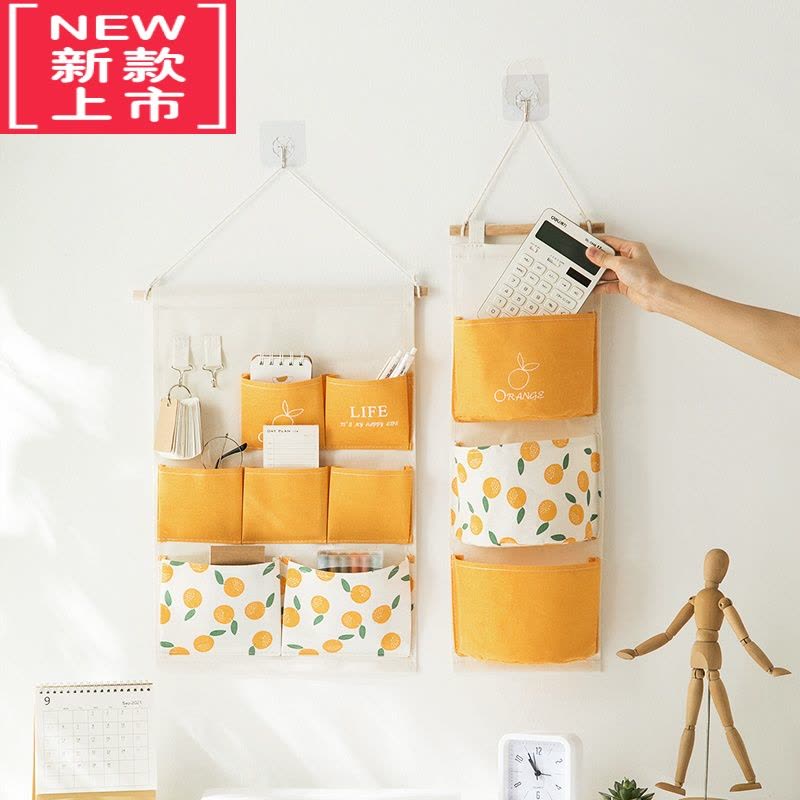 可莉允布艺收纳挂袋墙挂式置物袋床头门后悬挂式手机兜宿舍家用挂墙布袋图片