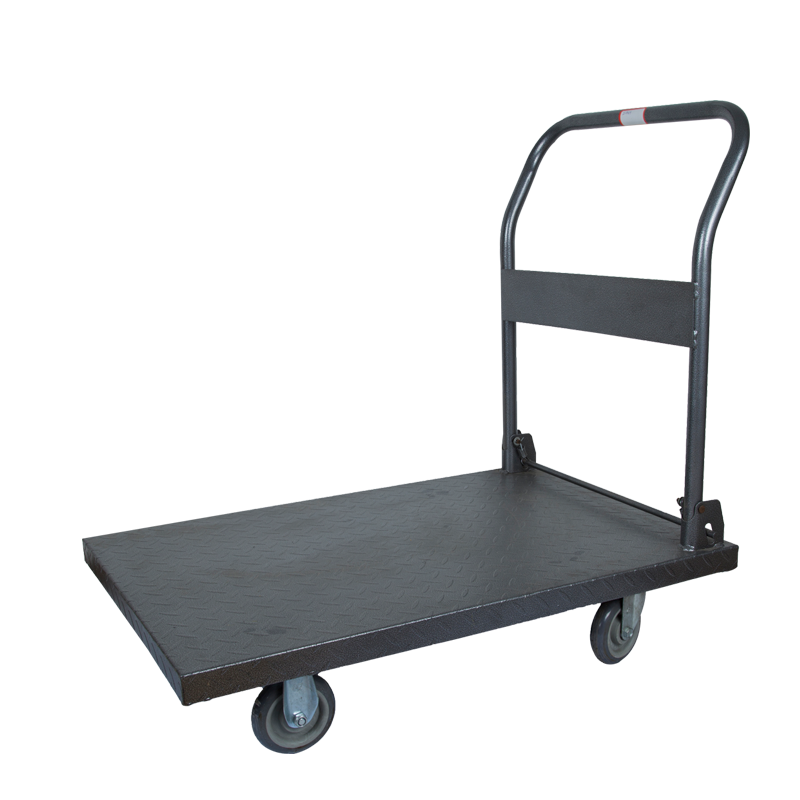 企购优品 钢板平板小推车 四轮 黑色 可折叠1200*760承载1900斤