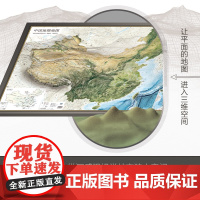 [定制卫星影像凹凸框图]高档烟灰色实木边框 北斗3D立体地图 中国世界地形图约100*72cm 三维地貌办公室装饰画背景