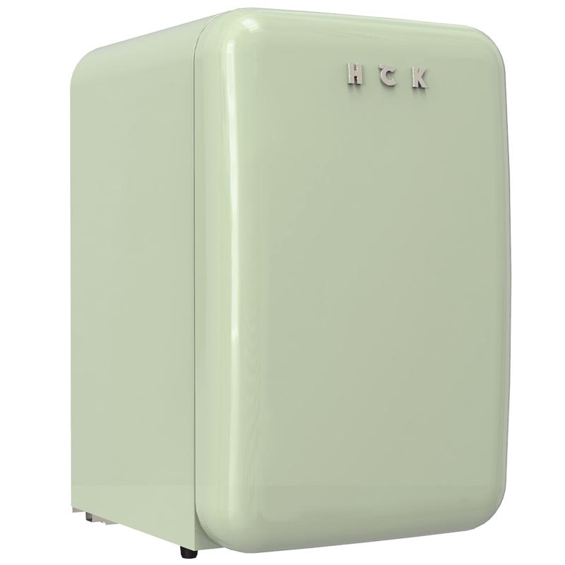 HCK哈士奇 BC-130RDC 复古冰箱单门家用冷冻冷藏小型迷你网红进口-淡黄色