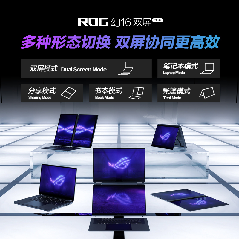 ROG幻16 双屏 酷睿U9 16英寸设计师游戏本笔记本电脑(U9 386H 64G 1T RTX5070Ti 2.8K 120Hz HDR1000)高清大图