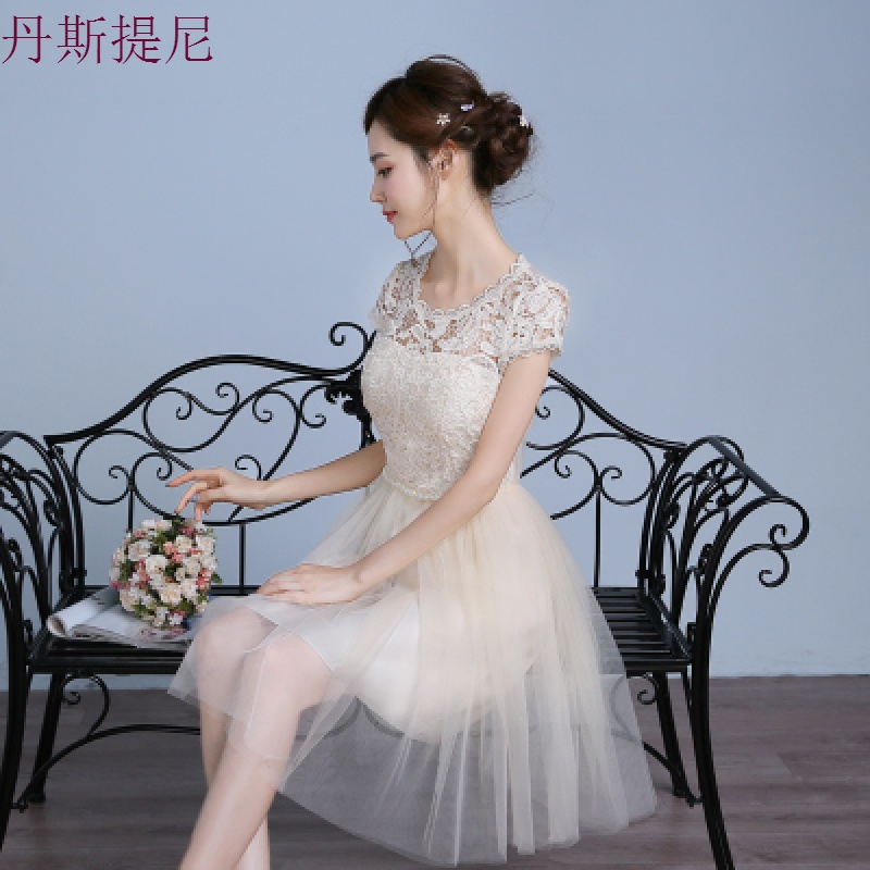 春夏季小礼服伴娘服豆沙色韩版新款姐妹团显瘦礼服毕业活动聚会服