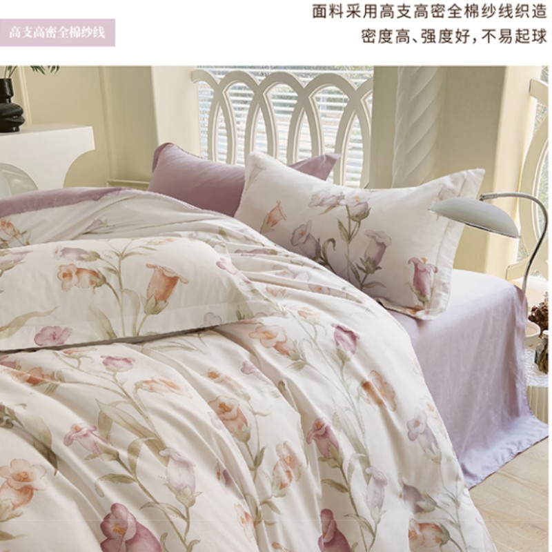 天琴TQ-T173风铃梦影-铂金纯棉套件床上用品四件套被套200*230cm适用1.5/1.8m床/1个高清大图