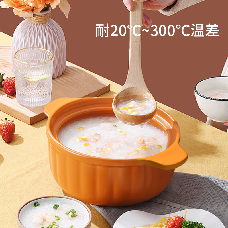 康巴赫砂锅陶瓷煲养生煲炖锅炖肉汤锅锅煮粥焖饭煲仔饭明火燃气专用柿子红2.5L高清大图