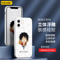 ESCASE 苹果12mini手机壳 iPhone12护套5.4英寸全包液态硅胶超薄防摔软壳可爱卡通男女通用紫色航海王
