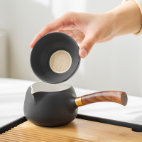 領藝 日式黑陶茶具套装家用防烫双侧把简约功夫泡茶器整套带茶盘礼盒送礼
