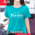 YIBUSHENGt恤女季百搭2024新款中老年妈妈装洋气宽松大码圆领显瘦2 3XL建议150-165斤 湖绿perCM036单件