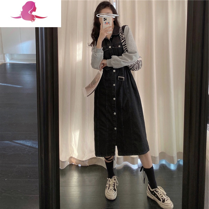 艳如飞2020新款高端轻奢名媛设计感茶歇法式小众炸街牛仔连衣裙子女秋冬连衣裙