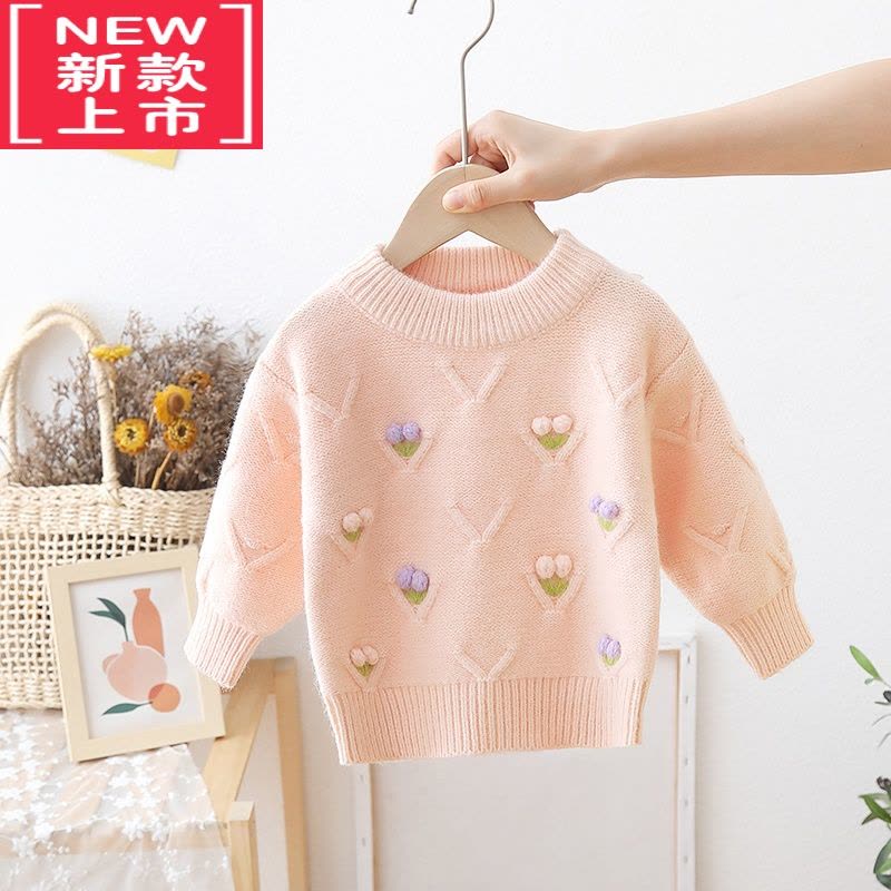 可莉允女宝宝秋冬套头毛衣女童甜美洋气外穿针织衫小女孩打底加绒毛线衣图片