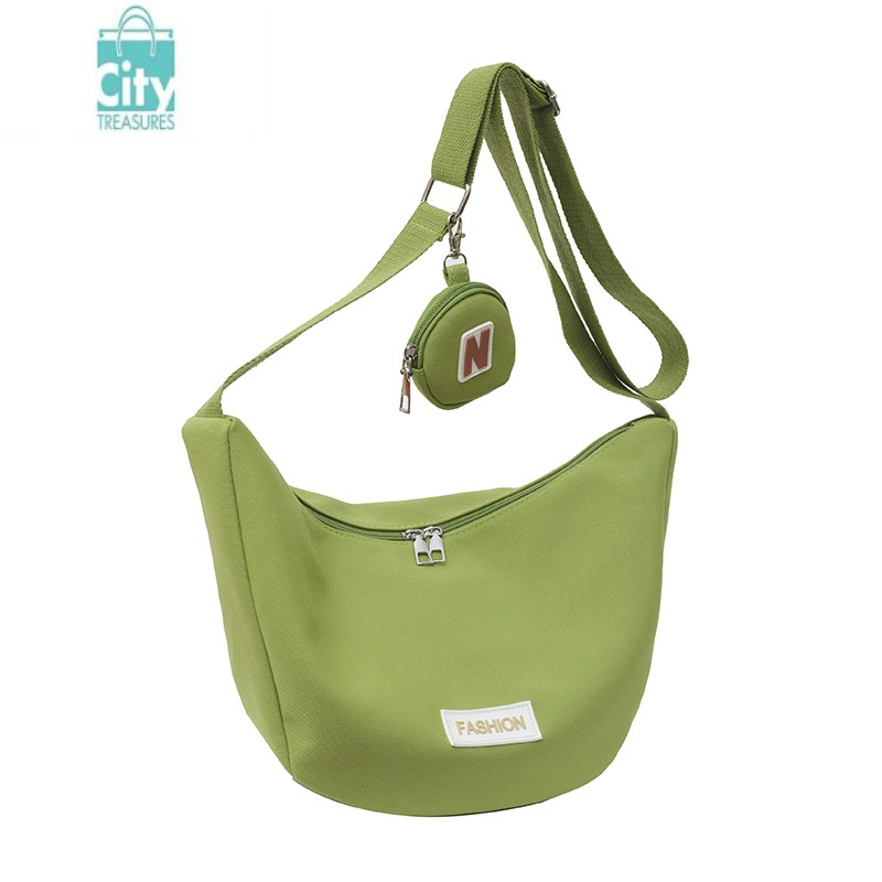 bangdou日系百搭帆布包包女2024新款小挎包休闲斜挎包腰包饺子包