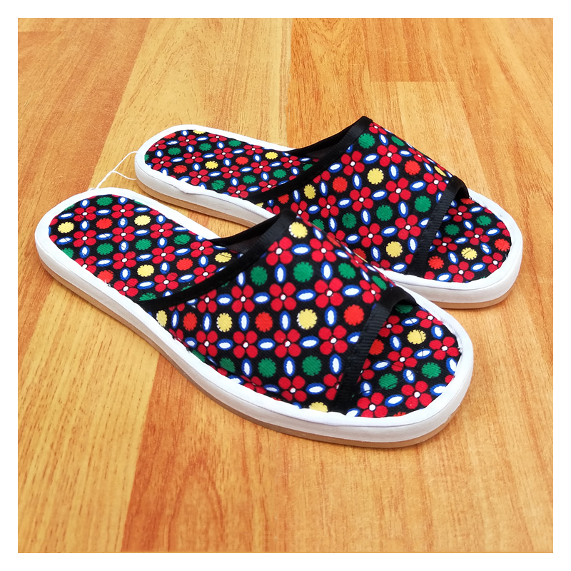 暖青汇春夏季居家手工鱼嘴布拖鞋 露趾拖男女牛筋底木地板棉布凉拖鞋